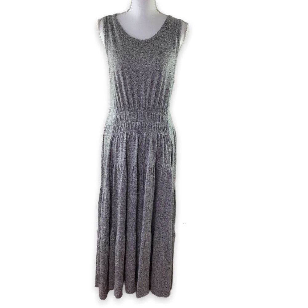 LUCKY BRAND | Heather Grey Jersey Shirred Maxi Tank Dress